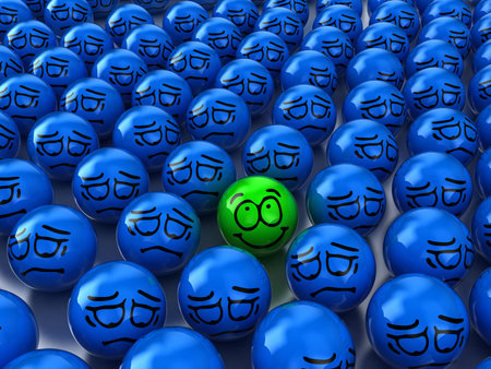 Illustration of a positive look in the middle of the negativeの写真素材