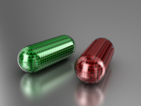 Illustration of two capsules with a medicine insideの写真素材