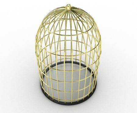 Illustration of a cage for birds on a white backgroundの写真素材