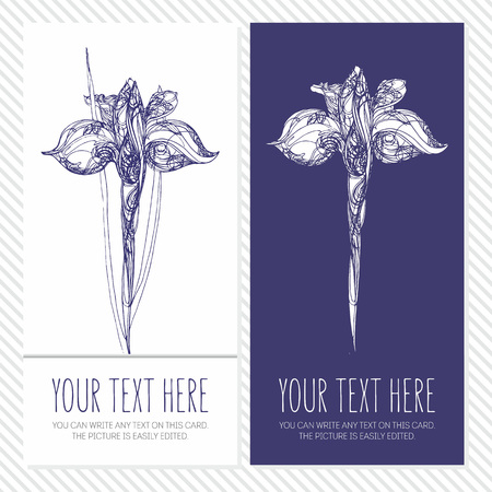 corporative card or banner with Hand drawing abstract decoration flower irisのイラスト素材