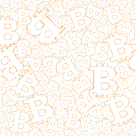 Seamless background with oranga symbols bitcoins. Vector patternのイラスト素材