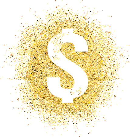 White dollar sign on Gold glitter background. Vector illustrationのイラスト素材