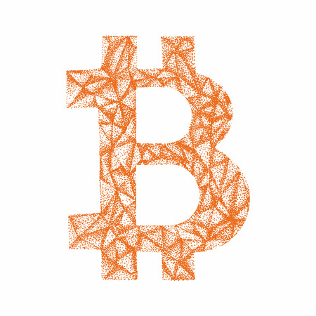 Vector Bitcoin symbol. Hand drawn cryptography illustrationのイラスト素材