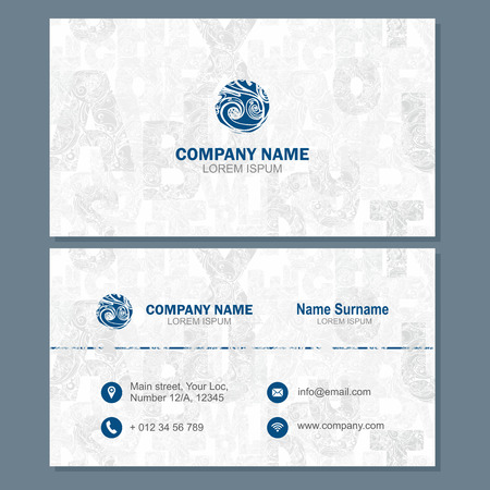 Business card or visiting card template with abstract element, blue vector design editableのイラスト素材