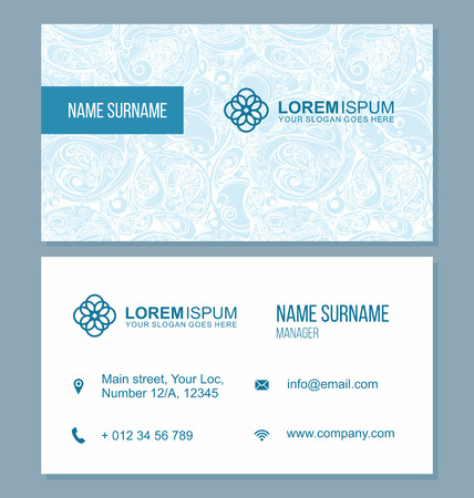 visiting card, business card with abstract pattern. vector corporate identity template with simple logo and design elementのイラスト素材