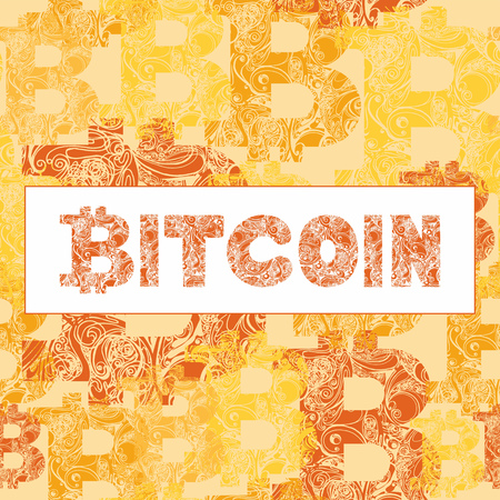 bitcoin word on orange backgroundのイラスト素材