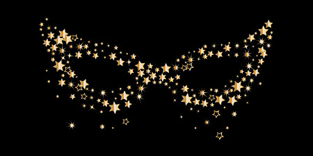 Carnival golden mask isolated on black backgroundのイラスト素材