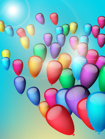 Background with balloons in the sky, illustration.のイラスト素材