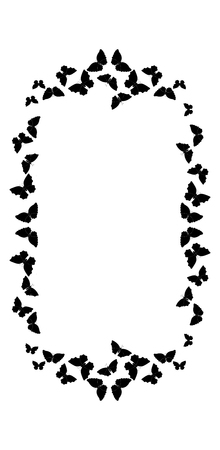 Butterflies pattern of black butterflies isolated on white.のイラスト素材