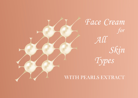 Cosmetic logotype, pearls structure. Vector beauty illustration of clinically tested innovative product. Cosmetic skin, hair care treatment design, Cosmetic design element,の写真素材