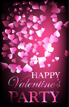 Valentine day party design card banner. Vector happy valentine love poster illustration. Party celebration cardのイラスト素材