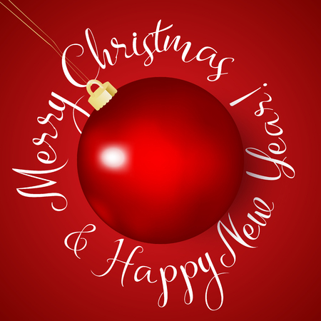 Realistic red Christmas ball for holiday design.のイラスト素材