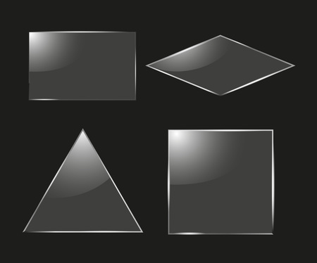 Set of glass square, rectangular and round frames realistic illustration.のイラスト素材
