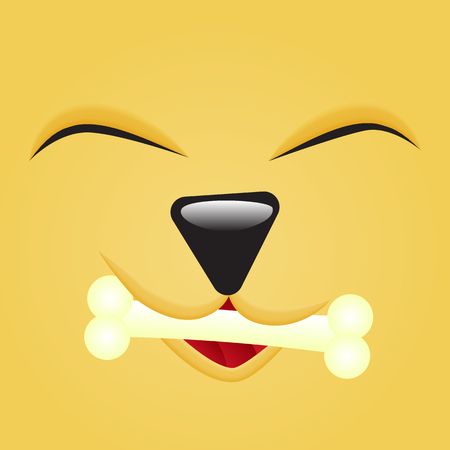 Cute Emoticon dog face close up with hearts eyes. Square emoji.のイラスト素材