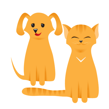 Cat and Dog characters. Best friend forever, vector illustration.のイラスト素材