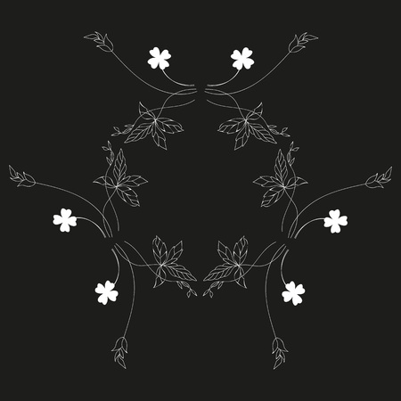 Wreath with collection decorative floral design elements with golden texture.のイラスト素材