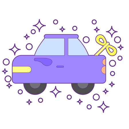 Retro red car vintage isolated. Side view. Vector flat style illustrationのイラスト素材