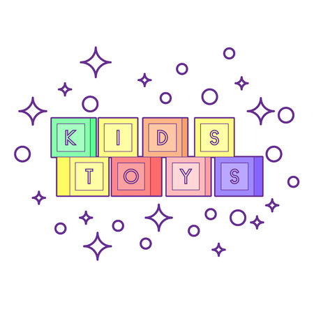 kids toys logotype made with blocks with lettersのイラスト素材