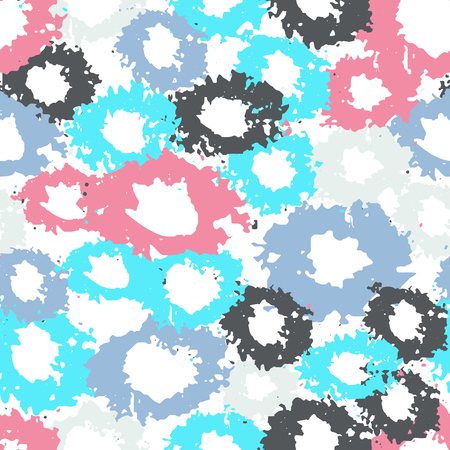 Summer Seamless pattern with abstract ornament. Colorful ink Dry brush. Pastel colors. Hand drawn background.のイラスト素材