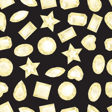 Seamless colorful gemstones background on black. Jewels pattern.のイラスト素材