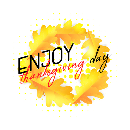 Vector thanksgiving greeting card with hand lettering label - happy thanksgiving dayのイラスト素材