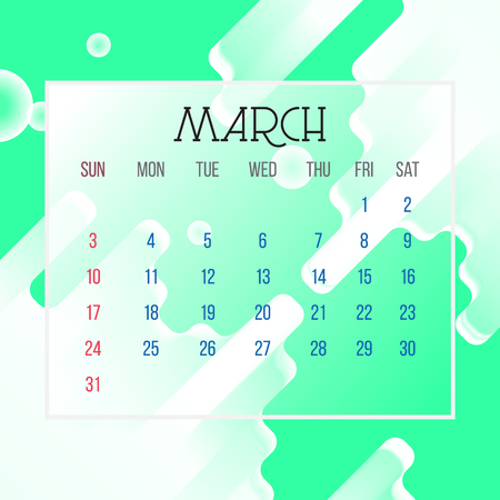 March 2019 Calendar Leaf - Illustration. Vector graphic pageのイラスト素材