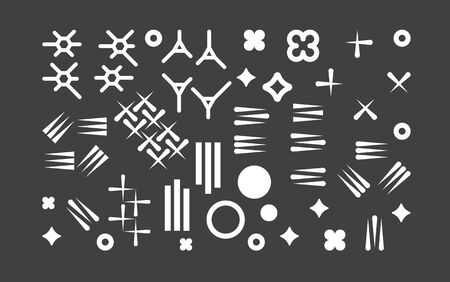 Set of modern minimalistic abstract shapes design elements. Minimal modern black background and white figuresのイラスト素材