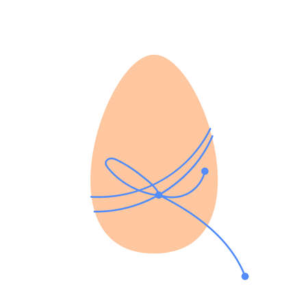 Easter Egg with Bow in simple flat styleのイラスト素材