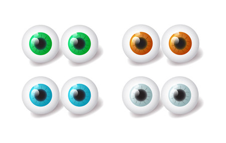 Various color eyes balls icon with shadow on white, vector illustration, eps10のイラスト素材