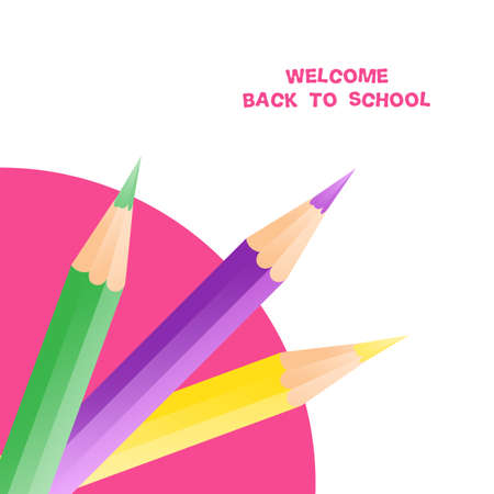 Vector illustration with design template for Back to school event banner with pencils,s and welcome Back to School quoteのイラスト素材
