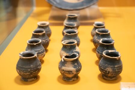 Ancient greek black-glazed medical bottles for hemlockの写真素材