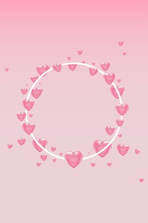 3d vector saint valentine day pink heart and red dots banner or card on light background.のイラスト素材