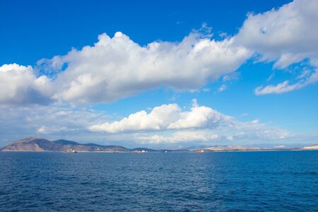 Sea and sky view on island in Athens Greeceの写真素材
