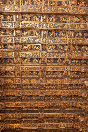 VALENCIA, SPAIN - JULY 15, 2020: Decorated ceiling of the Old Silk Exchange (Lonja de la Seda)のeditorial素材