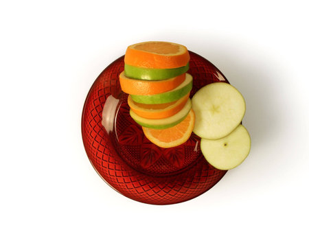 orange and apple rings on the plate