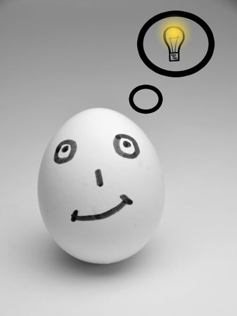 Egg with the drawn shone bulb, is shown, that to it the idea has come
