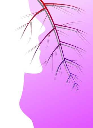 The man in a profile and the veins representing blood (an original background on a medical theme)のイラスト素材