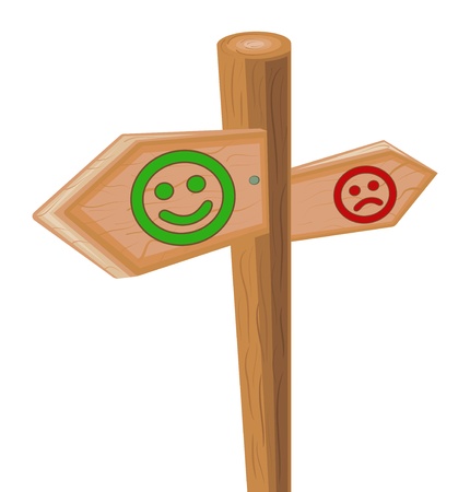 The wooden index a showing way to success and failuresのイラスト素材