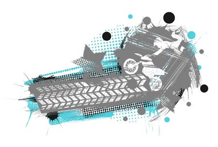 Motocross poster in style grunge with trace from a wheelのイラスト素材