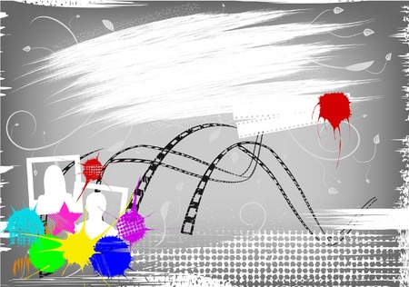 Grunge a background with a film and multi-coloured blotsのイラスト素材