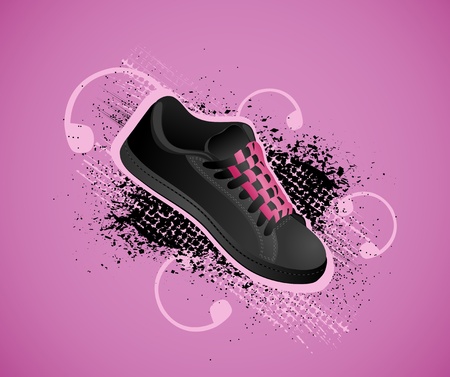 Violet background with gym shoes in style grungeのイラスト素材