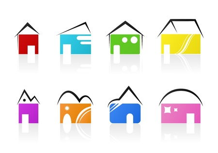 Eight creative colorful icons housesのイラスト素材