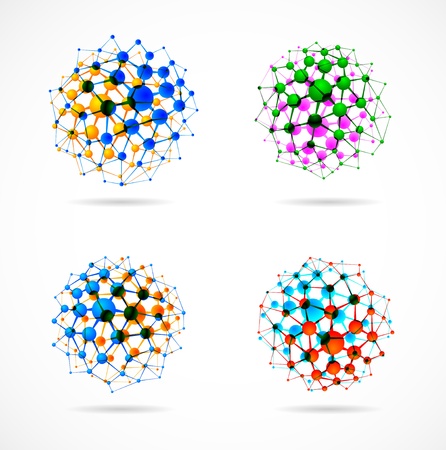 Set of molecular structures in the form of spheresのイラスト素材