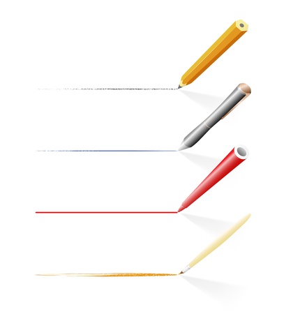 Tools for drawing and writing (pencil, pen, felt pen and brush)のイラスト素材