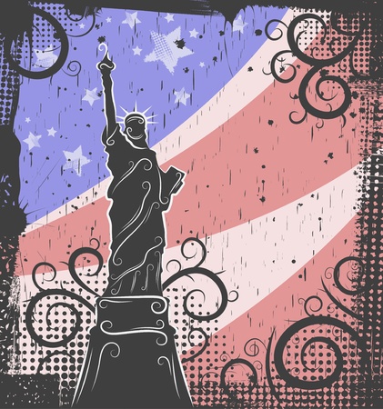 Background in grunge style to the Statue of Libertyのイラスト素材
