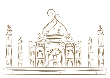 Sketch of the Taj Mahal golden brushのイラスト素材