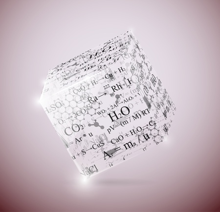 Glass cube with chemical formulasのイラスト素材