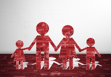 Family cut out of paper with text  Eps 10のイラスト素材