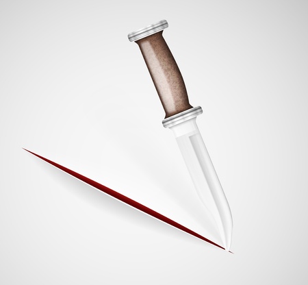 Cut a knife on a paperのイラスト素材