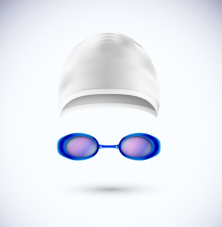 Accessories for swimming  cap and glassesのイラスト素材